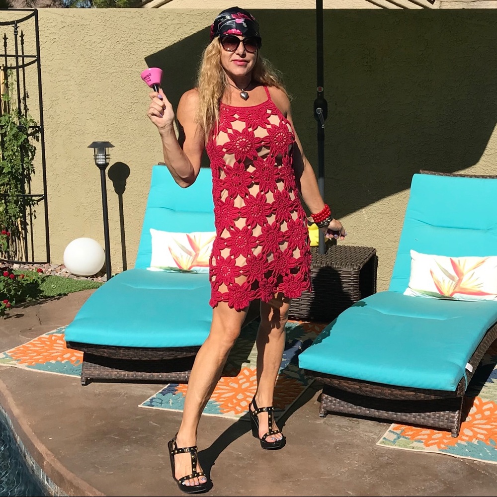 Free People Fuchsia Pink Crochet Mini Dress - Picture 5 of 8